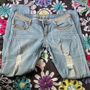 Machine Super Bling Distressed Jeans